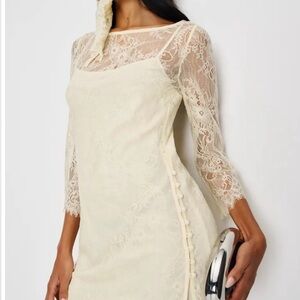 Reformation Annemarie two piece with matching headband (slip included) ivory